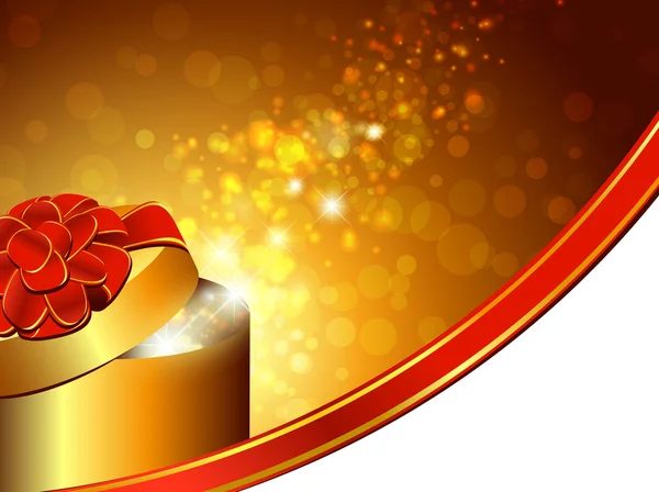 Boîte Cadeau Avec Arc Rouge Sur Fond Vacances Lumineux — Image vectorielle