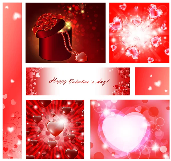 Valentine Day Background Collection Hearts — Stock Vector