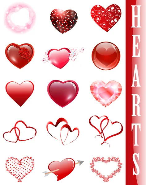 Different Heart Collection White — Stock Vector