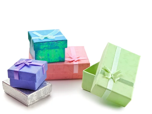 Different Multicolored Gift Boxes Jewelry Clipping Path — Stock Photo, Image