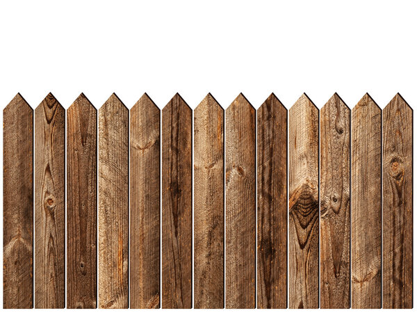 Wooden fence over the white background
