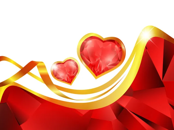 红宝石心框 红色和金色调 — 图库矢量图片