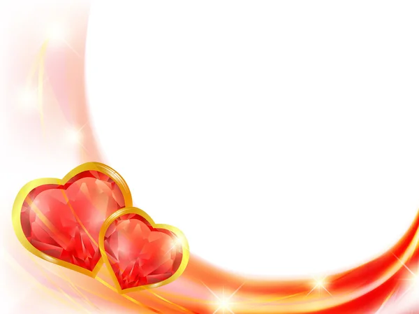 Rubinfarbener Herzrahmen Rot Und Goldtönen — Stockvektor