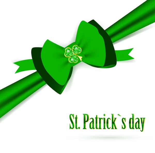 St. Patrick Feiertagsschleife mit Smaragd-Shamrock — Stockvektor