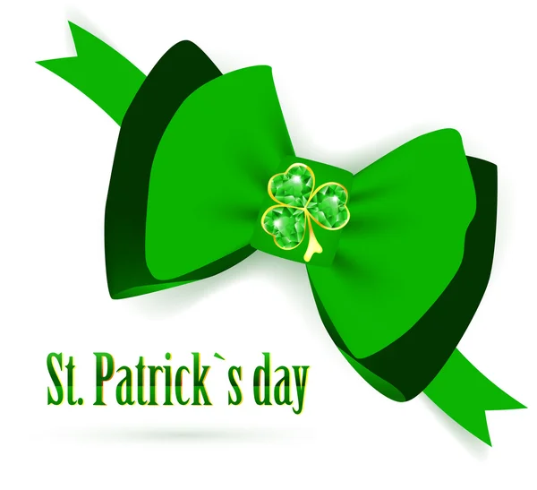 St.Patrick holiday båge med smaragd shamrock — Stock vektor
