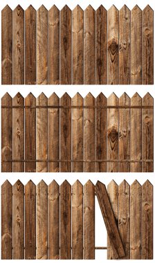 Wooden fences set clipart