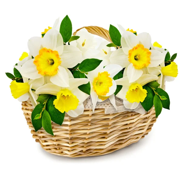 Flowers in the wicker basket — Stock Photo, Image