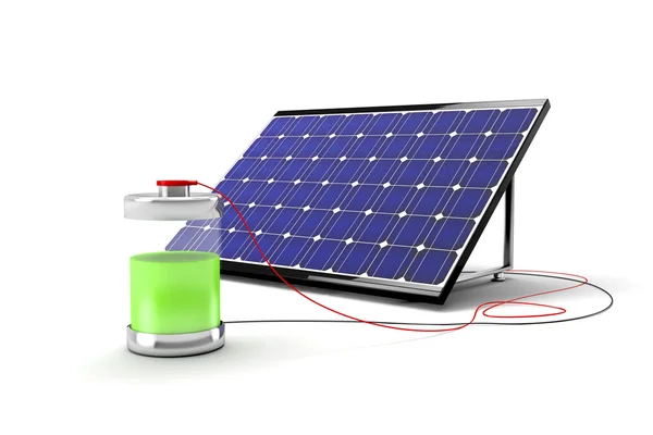 Solar panel and battery — Stock Photo, Image