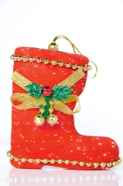 ถุงเท้าคริสต์มาสสีแดง — ภาพถ่ายสต็อก
