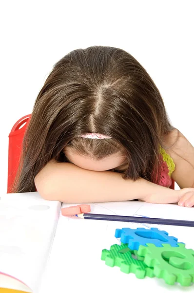 Little Girl Having Trouble Studing — Stock Photo, Image