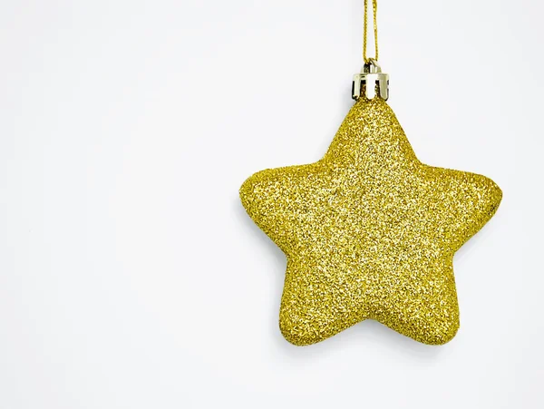 Beyaz Arka Plan Üzerinde Izole Altın Yıldız Noel Ağacı Süsleme — Stok fotoğraf