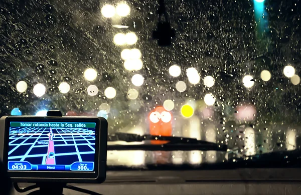 Dentro de un coche con GPS — Foto de Stock