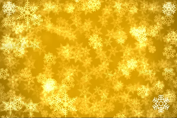 Goldener Hintergrund mit Schneeflocken — Stockfoto