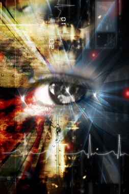 Digital illustration of an eye scan as concept for secure digital identity clipart