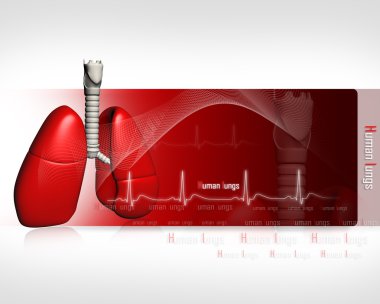Human lungs with ECG clipart