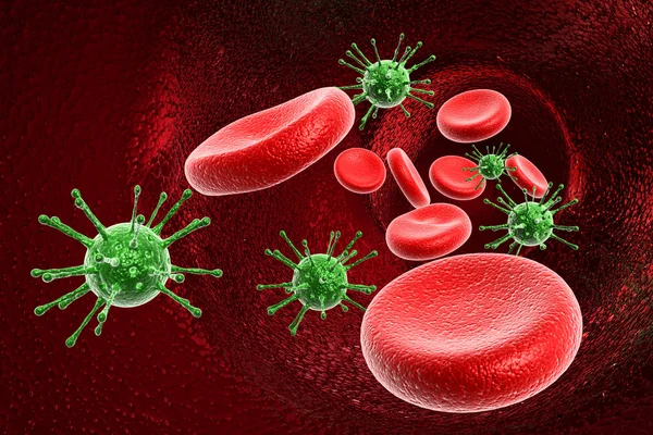 stock image Blood cell with virus