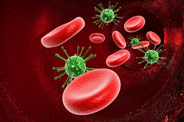 stock image Blood cell with virus