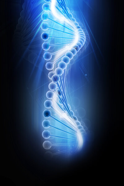 Digital illustration of dna in color background