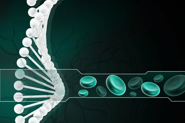 ADN 3d con células sanguíneas en diseño digital — Foto de Stock