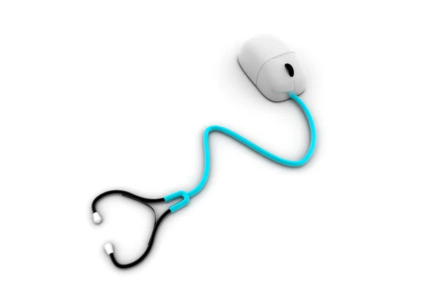 Stetoscopio Concettuale Con Mouse Nel Disegno Digitale — Foto Stock