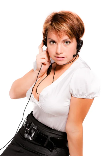 Obsługa telefonu operatora w słuchawki — Zdjęcie stockowe