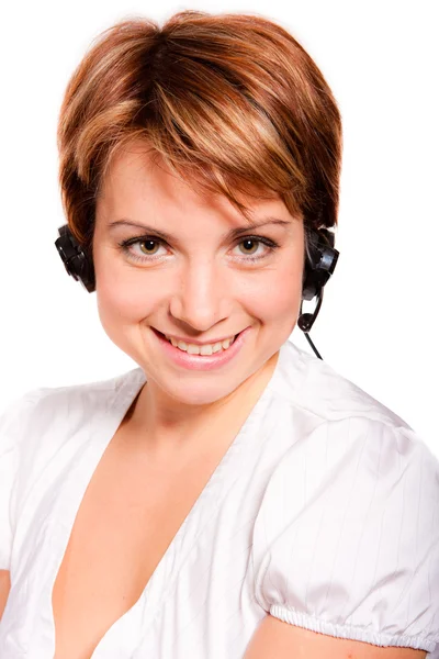 Support telefoon operator in hoofdtelefoon — Stockfoto