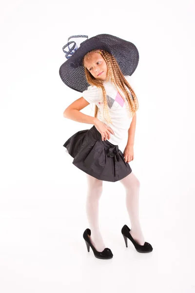 Gyönyörű lány a kalapban — Stock Fotó