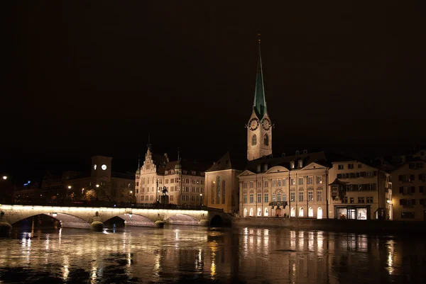 Night View Zurich Donwtown Switzerland 2009 — Stock Photo, Image