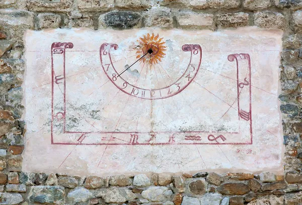 Sun Dial Wall Old Castle — Stock Photo, Image