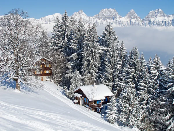 スイス アルプス フルームサーベルク ザンクトガレン スイス連邦共和国の冬 — ストック写真