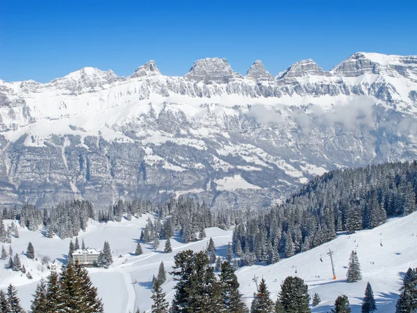 Зима Швейцарских Альпах Flumserberg Gallen Швейцария — стоковое фото
