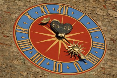 Medieval clock on the tower clipart