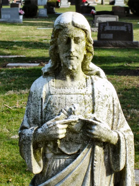Estátua de Jesus com musgo — Fotografia de Stock