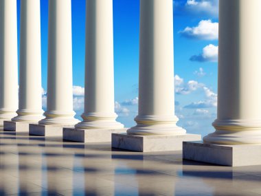 Ancient columns in clouds clipart