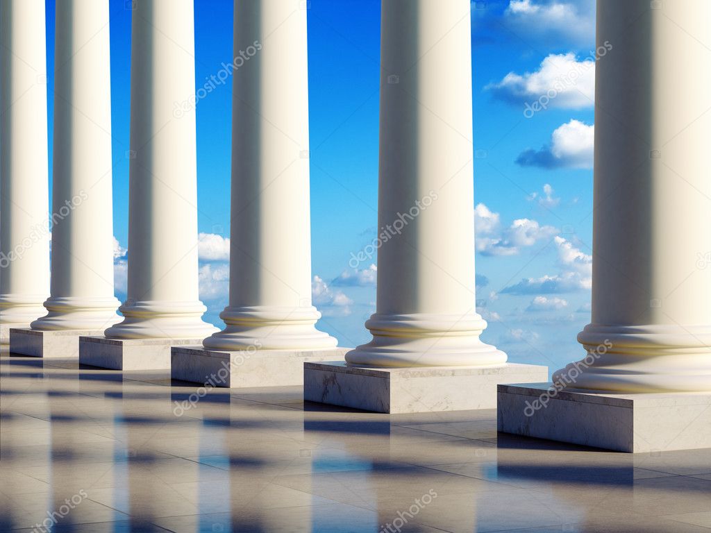Ancient columns in clouds