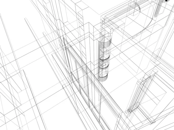 Scetch astratto costruzione architettonica — Foto Stock