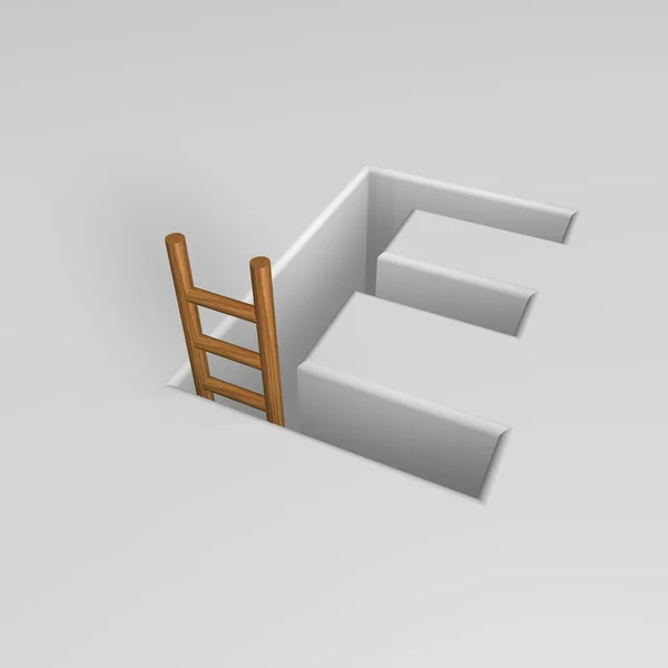字母 e 和阶梯 — 图库照片
