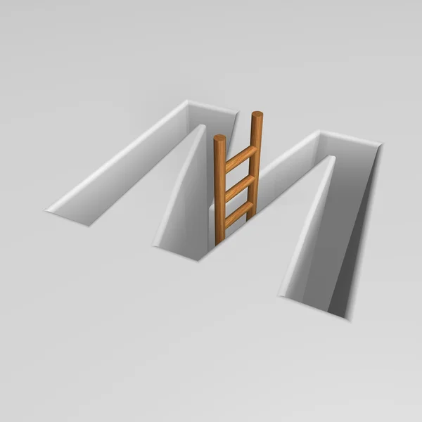 Carta m e escada — Fotografia de Stock