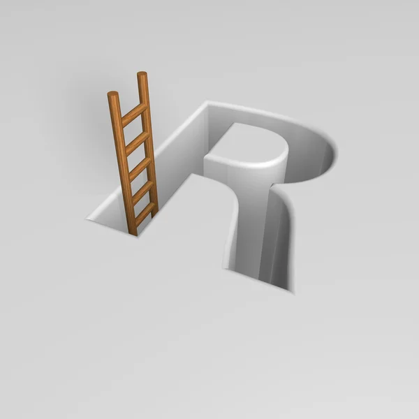 Carta r e escada — Fotografia de Stock