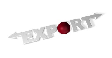 The word export with arrows - 3d illustration clipart