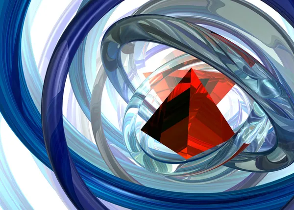 Futuristické Pozadí Abstraktní Červená Pyramida Ilustrace — Stock fotografie