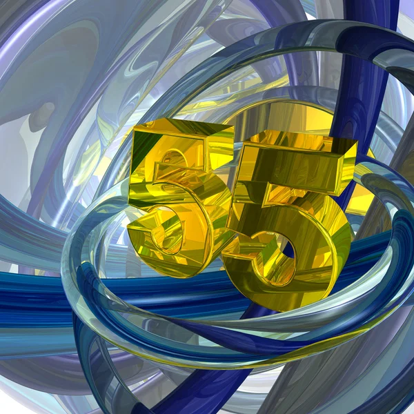 Golden Number Fifty Five Techno Space Illustration — Stock Photo, Image