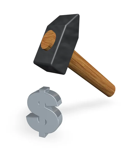 Hammer Dollar Symbool Illustratie — Stockfoto
