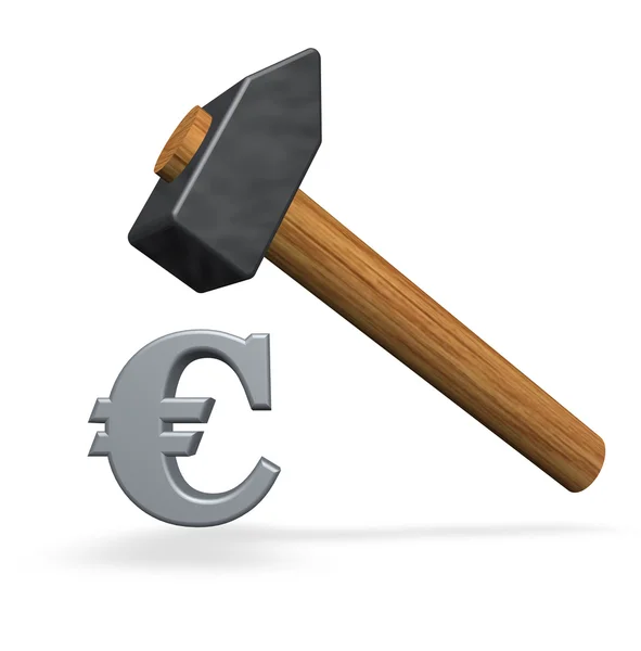 Martillo Sobre Símbolo Euro Ilustración —  Fotos de Stock