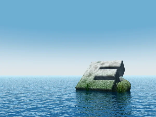 Fallen Letter Monument Water Illustration — Stock Photo, Image