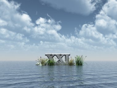 Xxxl monument at the ocean - 3d illustration clipart