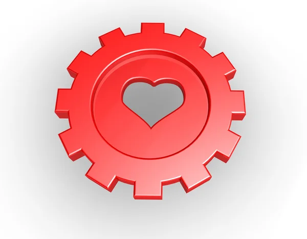 Gear Wheel Heart Symbol White Background Illustration — Stock Photo, Image