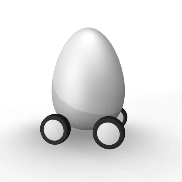 Яйце на колесах — стокове фото