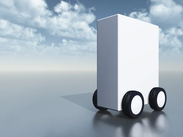 White box on wheels — Stock Photo, Image