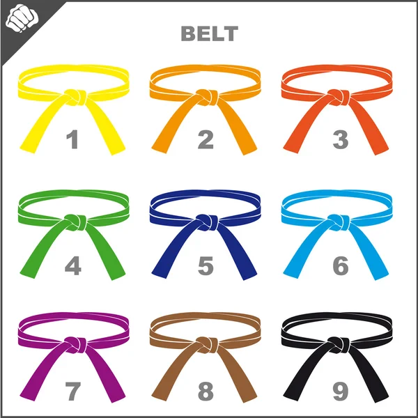 Gekleurde gordel-simbols martial arts. logo. — Stockvector
